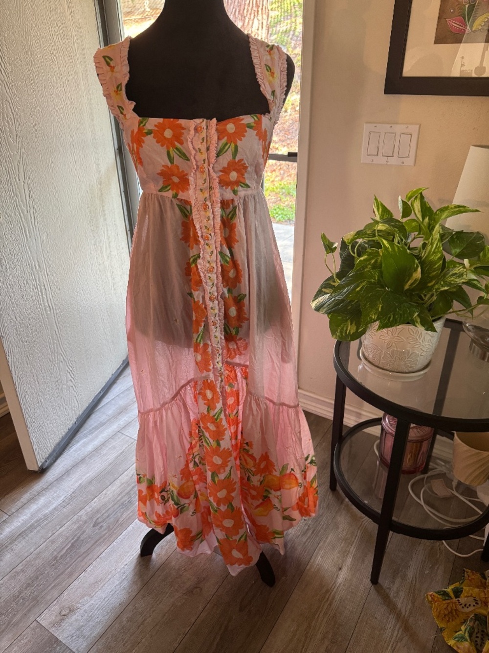 FARM Rio Pink Papaya Salad Floral Maxi Dress Size Small